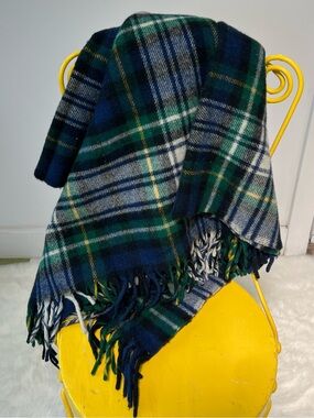 Pure Wool Faribo Plaid Throw Blanket Made in USA 49”x44”